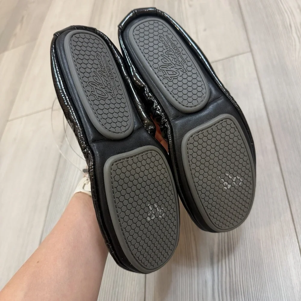 NEW The Storehouse Flats Womens 8 Foldable Leather Ballet Shoes Black Oil